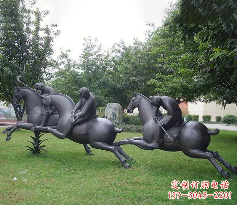 烟台抽象人物骑马铜雕