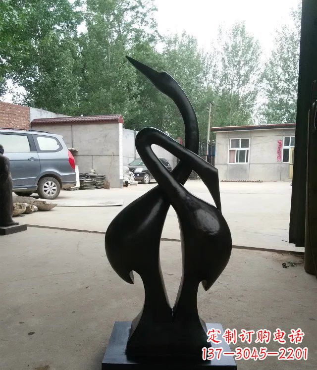 烟台抽象天鹅景观动物铜雕