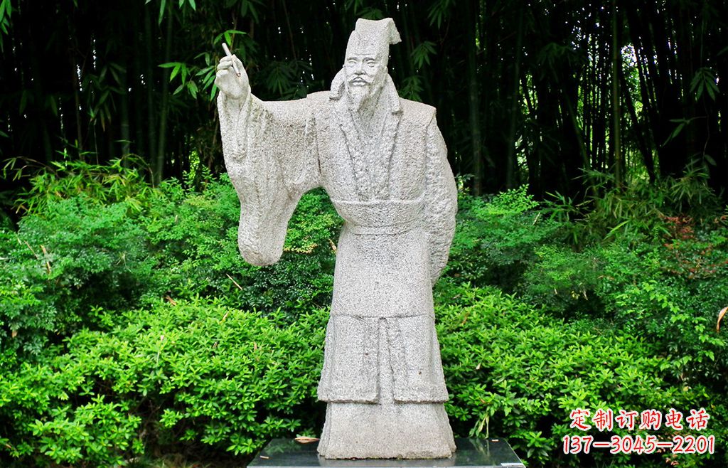 烟台抽象写意白居易石雕塑像-中国古代著名诗人雕像