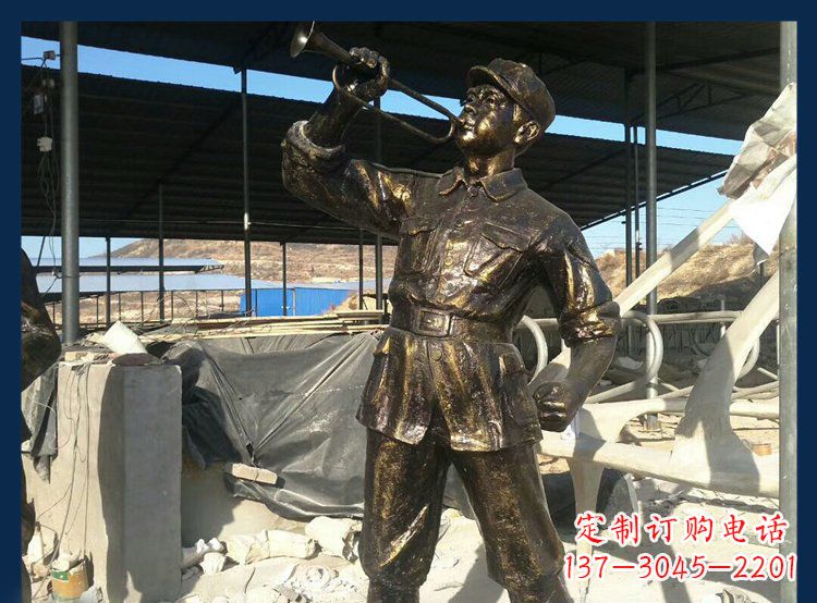 烟台冲锋号雕塑永远记住八路军