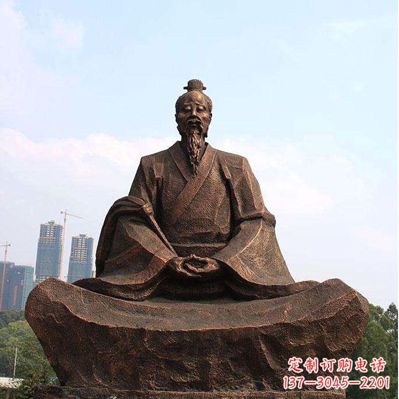 烟台纯铜葛洪盘坐雕塑-景区园林历史医学人物雕像