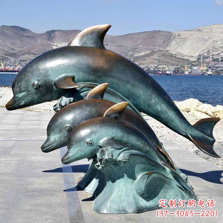 烟台纯铜海豚动物雕塑