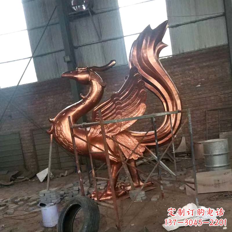 烟台纯铜陵光神君朱雀神兽动物雕塑