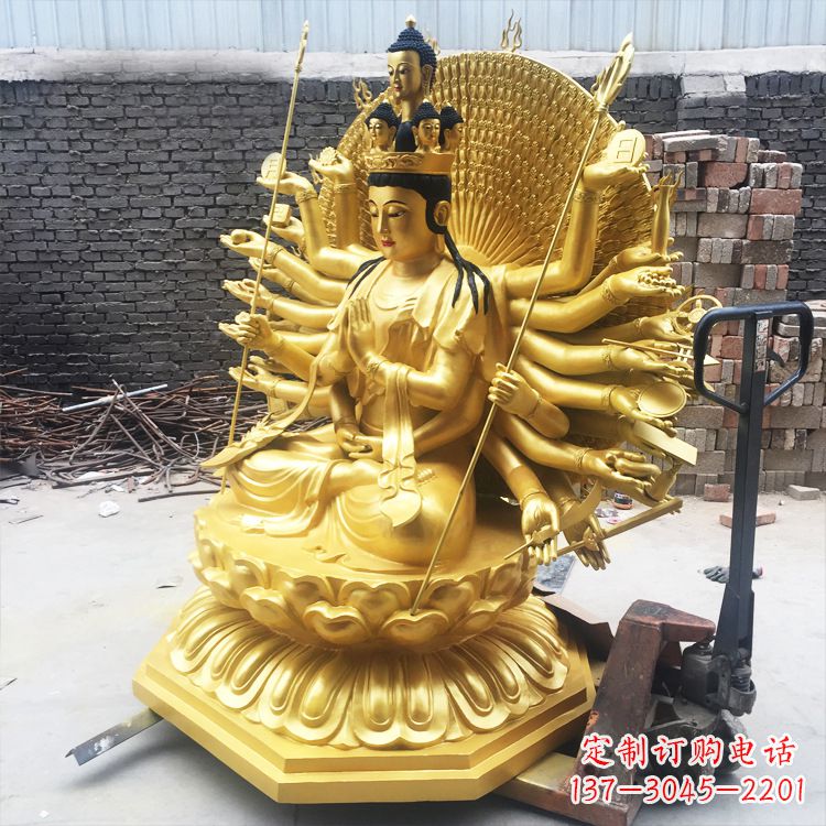烟台精美纯铜千手观音雕塑