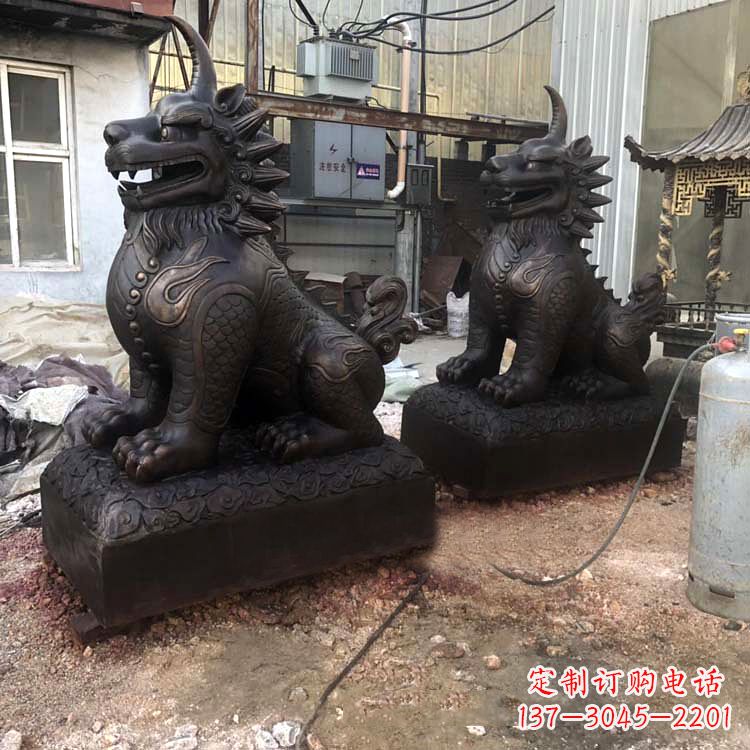 烟台精美纯铜獬豸雕塑中国古代神兽雕刻之美