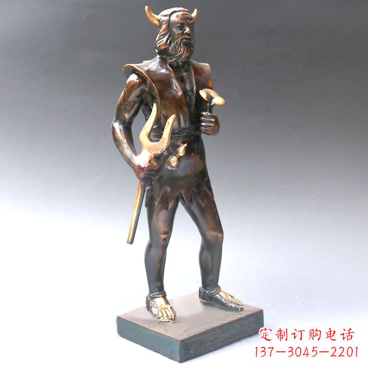 烟台纯铜药王神农氏铜像摆件