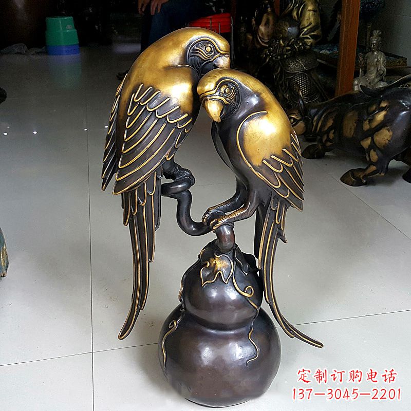 烟台铸造纯铜鹦鹉雕塑