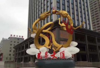 烟台精美的双龙戏珠不锈钢雕塑