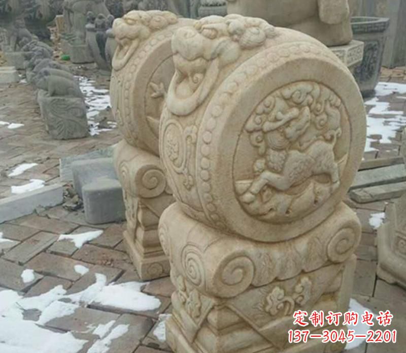 烟台大理石抱鼓公园门墩雕塑——精美雕刻展现灵动之美