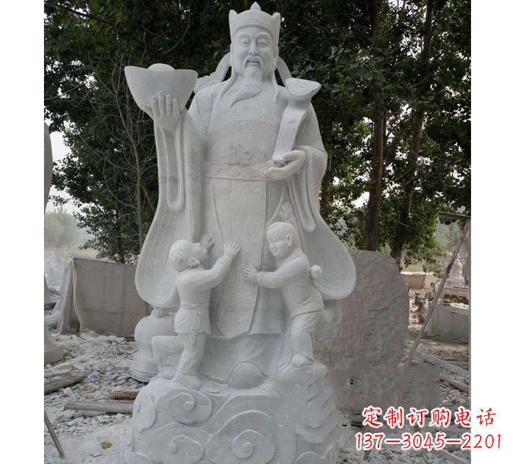 烟台大理石财神雕塑——守护家庭繁荣