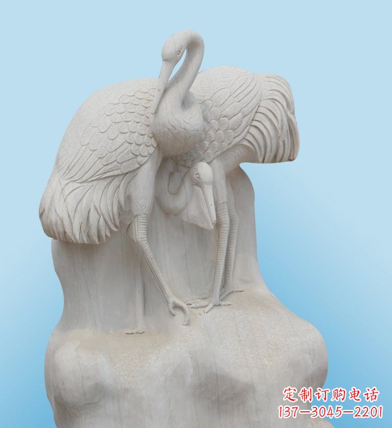 烟台大理石制作的丹顶鹤雕塑