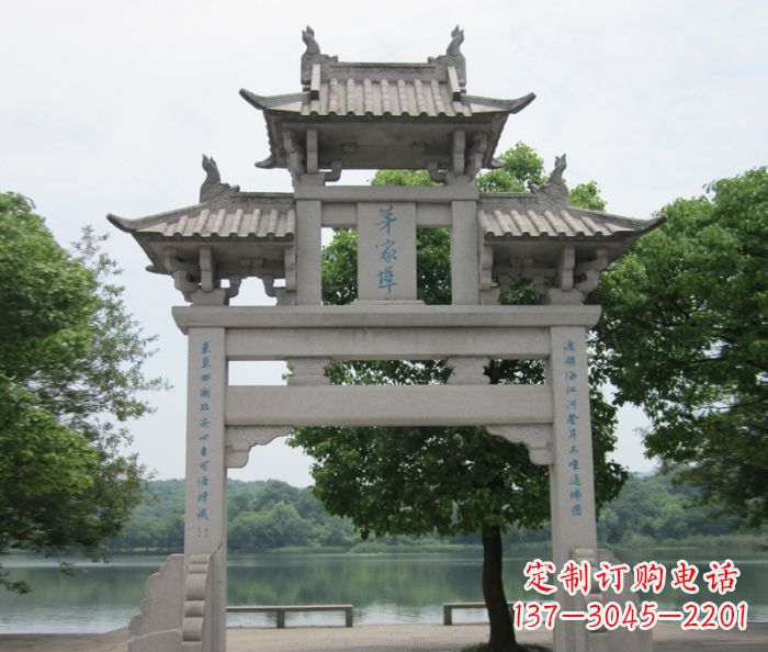 烟台大理石单门牌楼雕塑精美的艺术瑰宝