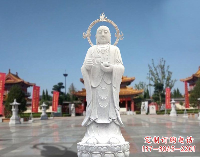 烟台大理石地藏菩萨雕塑象征佛法的传承