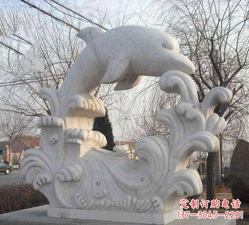 烟台海豚浪花大理石雕塑