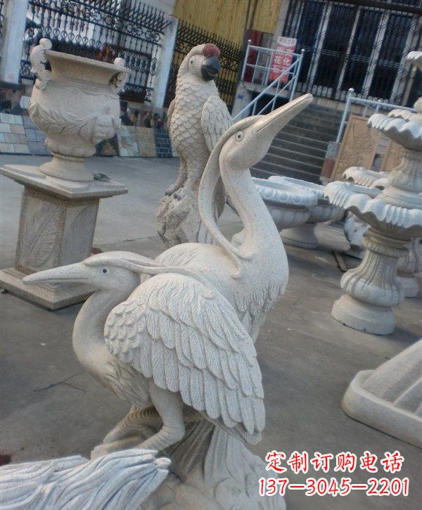 烟台中领雕塑仙鹤石雕