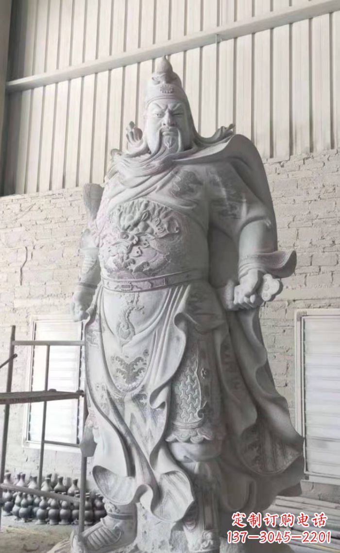 烟台大理石关公雕塑,精美绝伦
