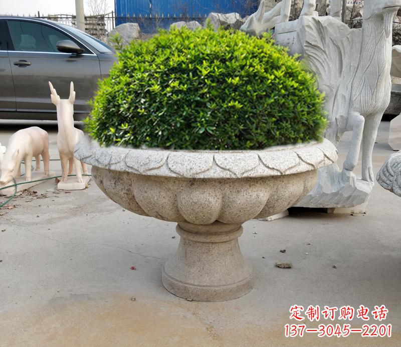 烟台优雅大理石花盆雕塑