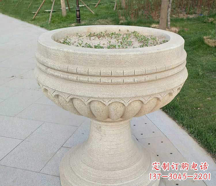 烟台大理石花盆石雕