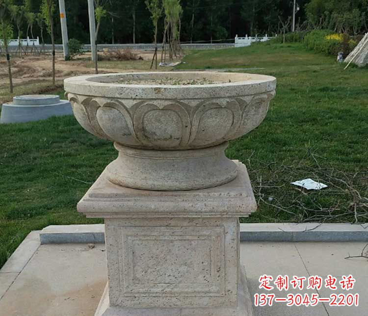 烟台大理石花盆石雕