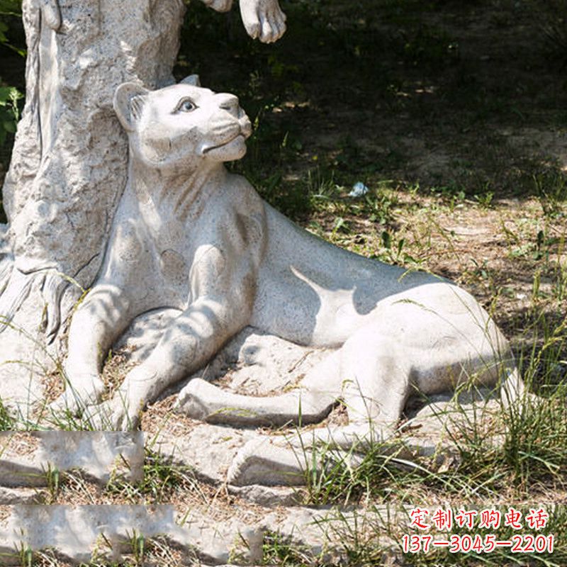 烟台风采灵动的大理石金钱豹雕塑