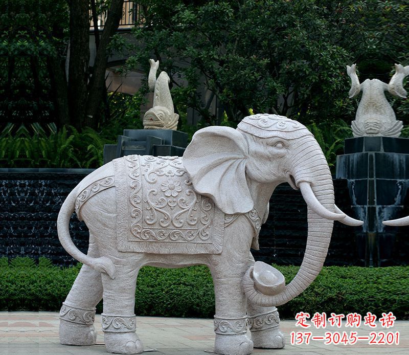 烟台以大理石为材料的完美大象雕塑