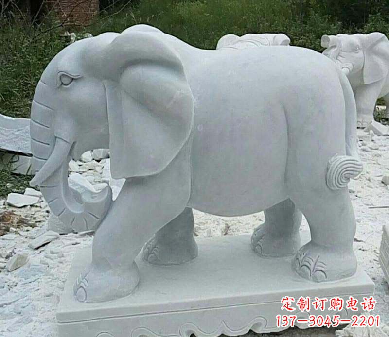 烟台精雕细琢的大理石大象雕塑