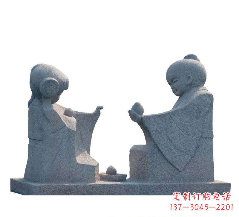 烟台传统风情——大理石孔融让梨雕塑