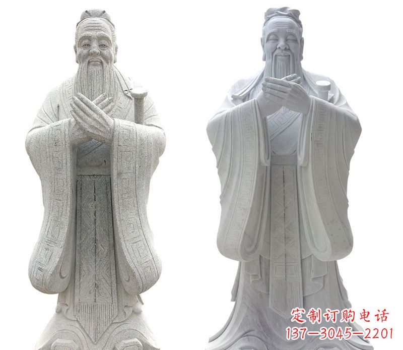 烟台大理石孔子行教像古代名人石雕