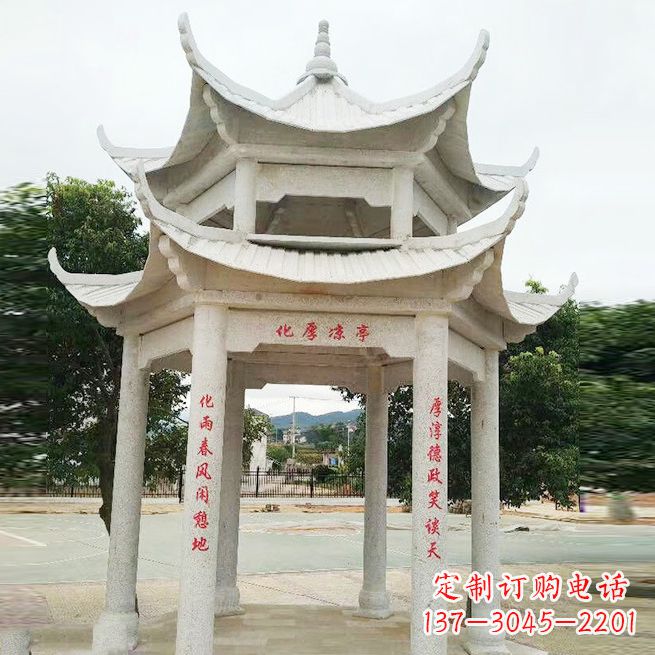 烟台大理石凉亭双层雕塑
