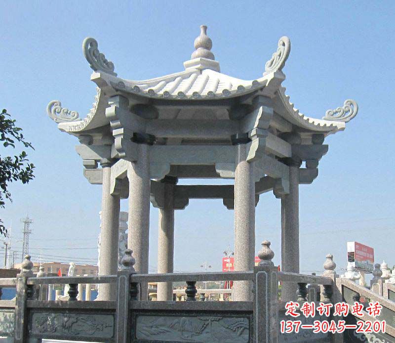 烟台大理石六角凉亭石雕,为您的家园带来浪漫情怀
