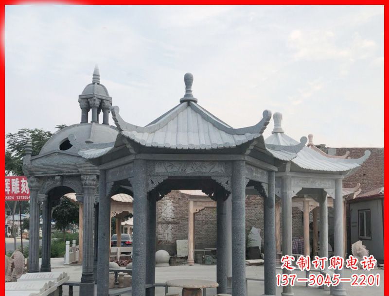 烟台六角凉亭石雕