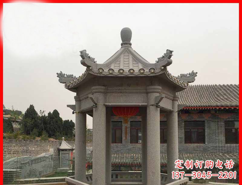 烟台大理石六角凉亭石雕