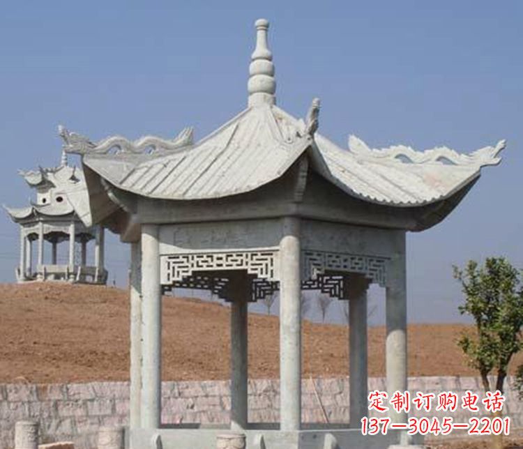 烟台精美大理石六角凉亭石雕