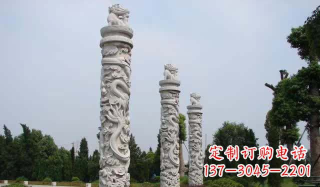 烟台精美大理石龙柱雕塑