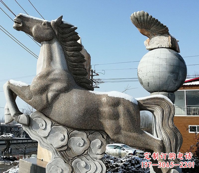 烟台大理石马踏祥云石雕