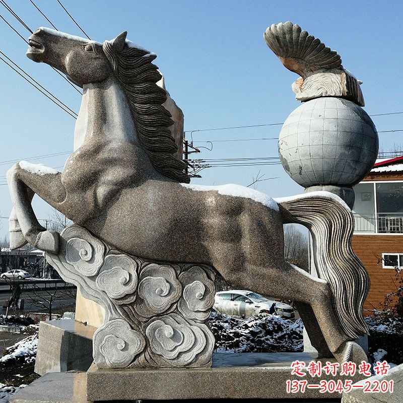 烟台大理石马踏祥云雕塑
