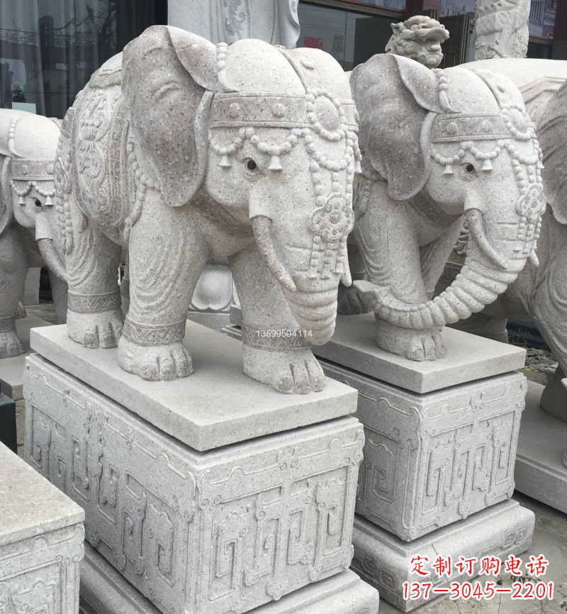 烟台精美绝伦的大理石门口大象雕塑