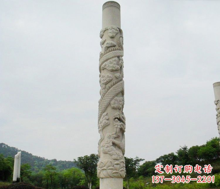 烟台大理石盘龙柱雕塑
