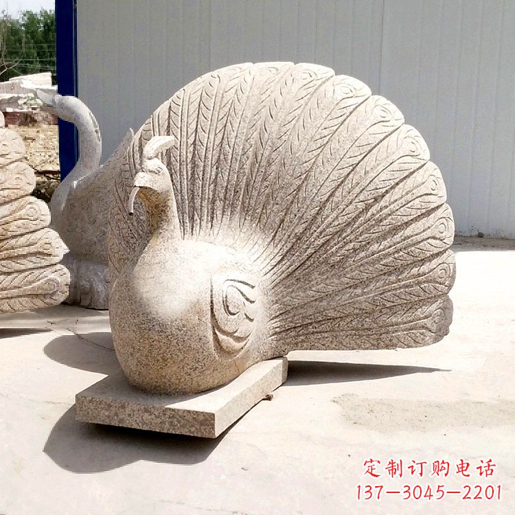 烟台大理石喷水孔雀雕塑