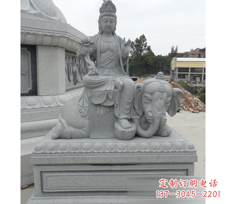 烟台精雕细琢的大理石普贤菩萨雕塑