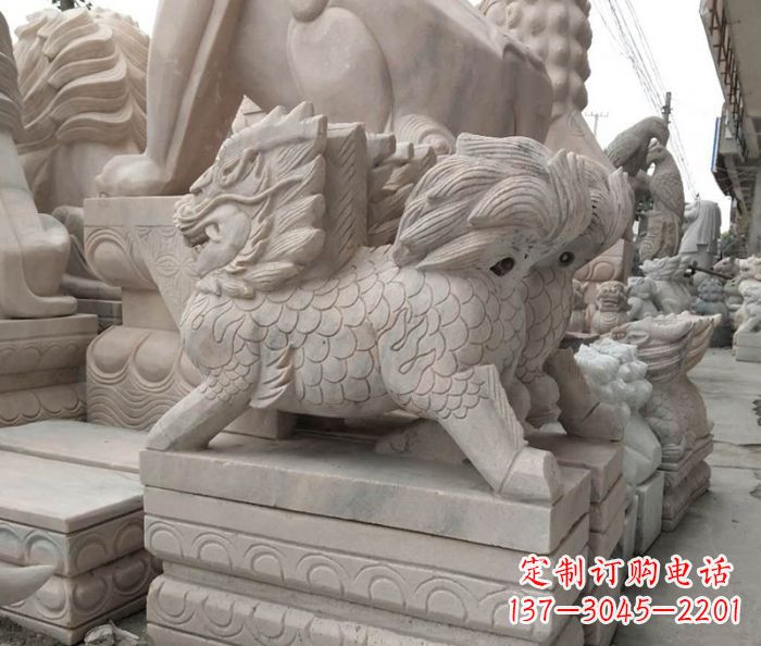 烟台大理石麒麟古代神兽石雕