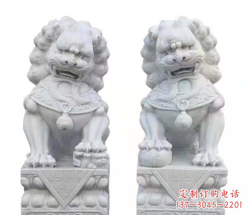 烟台大理石狮子雕塑震撼视觉、传承文化
