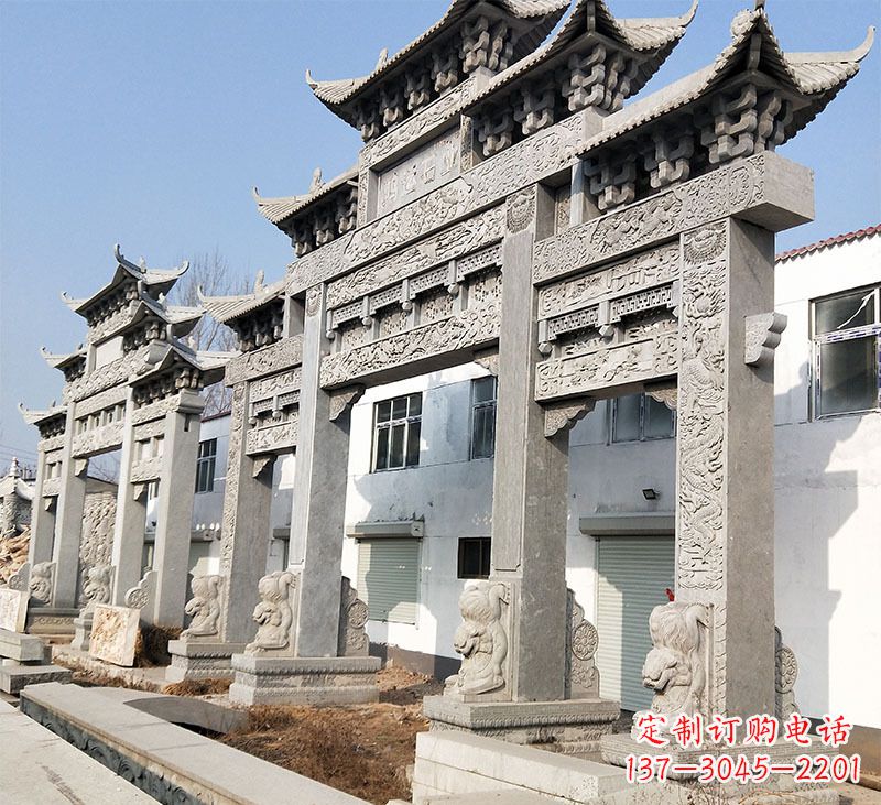 烟台大理石石雕牌坊雕塑定制