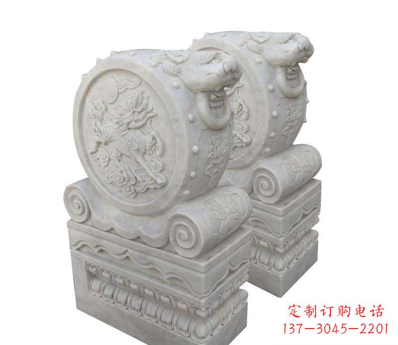 烟台大理石狮子头门墩雕塑
