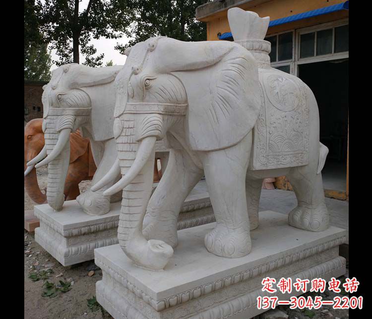 烟台大理石大象雕塑,招财进宝