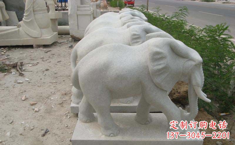 烟台大理石小象公园动物石雕