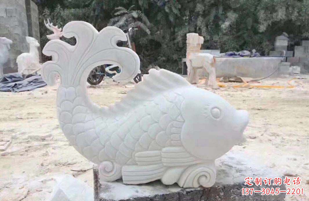 烟台大理石鱼喷泉雕塑装置
