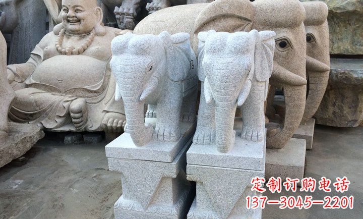 烟台大理石大象雕塑 招财进宝