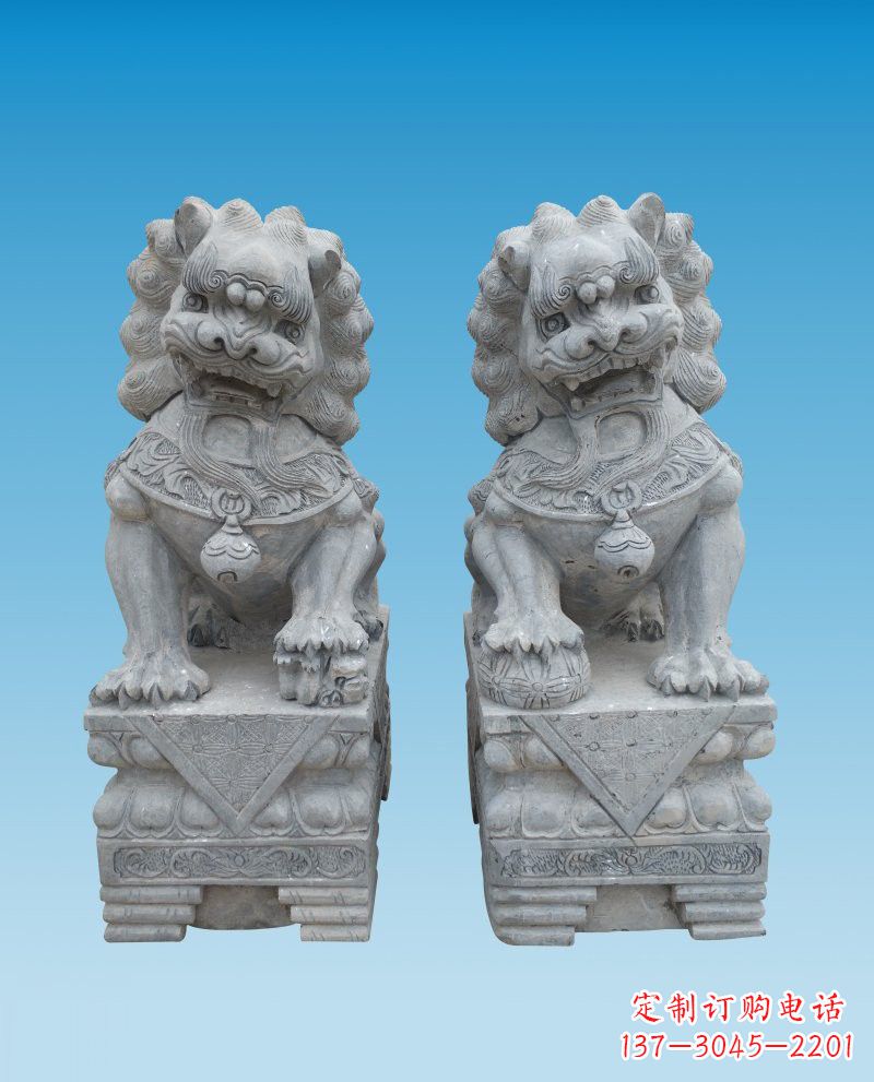 烟台精致雕刻的大理石狮子雕塑