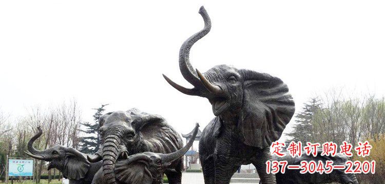 烟台浓情大象群铜雕景观